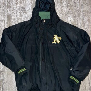 Vtg 90s Oakland Athletics As Starter Puffer Jacket Stomper Snap MLB Baseball 3XL